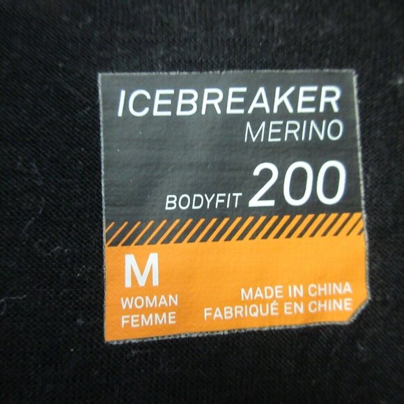 Icebreaker Merino Bodyfit 200 Hoodie Women M Black Quarter Zip Long Sleeve 224 - Picture 3 of 14